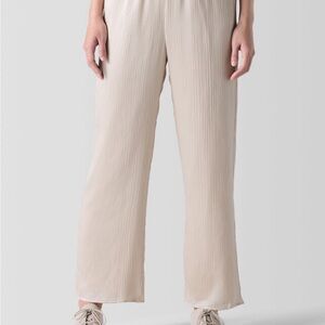 Eileen Fisher Pleated Wide-Leg Pants in Light Beige